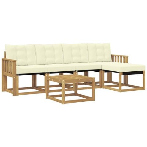 Set di divani da esterno con cuscino 6 pcs Bianco e Crema - Foto 1