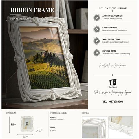Cornice Portafoto Ribbon Argento Con Profilo A Nastro 15x20 Cm - Foto 8
