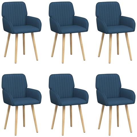Sedie da pranzo 6 pcs Tessuto Blu 56,5 x 50 x 87,5 cm - Foto 1
