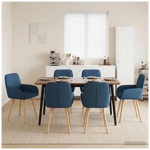 Sedie da pranzo 6 pcs Tessuto Blu 56,5 x 50 x 87,5 cm - Foto 2