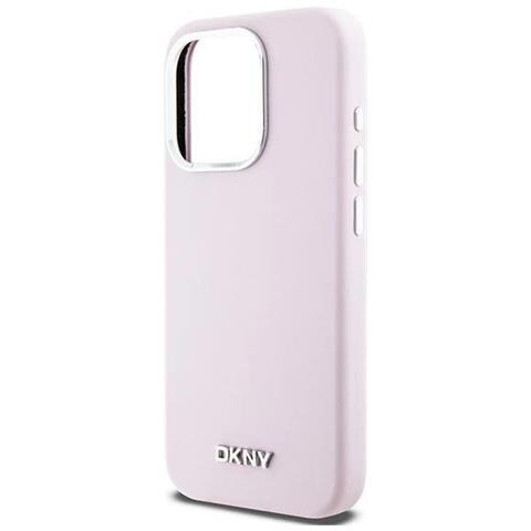 Dkny Custodia Magsafe In Silicone Liquido Piccola Con Logo Metallico Per Iphone 14 Pro - Rosa - Foto 1