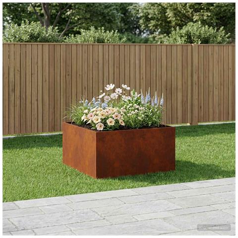 Vaso da giardino Ruggine 80 x 80 x 40 cm Acciaio Corten - Foto 2