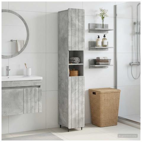 Armadio da Bagno con Ripiano Aperto ZWOLLE Grigio Cemento - Foto 2