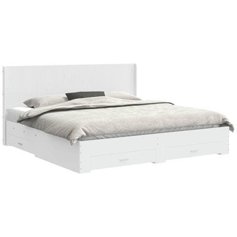 Struttura del letto con stoccaggio e testata Bianco - Foto 1
