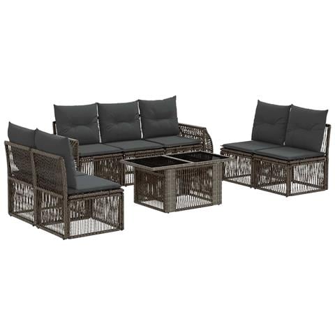 Set Divano da Giardino 8 pz Grigio e Grigio Scuro polyrattan - Foto 1