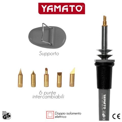 kit Saldatore a stilo Pirgrafo Yamato per lavoro artigianale 30W Punte 6 - Foto 2