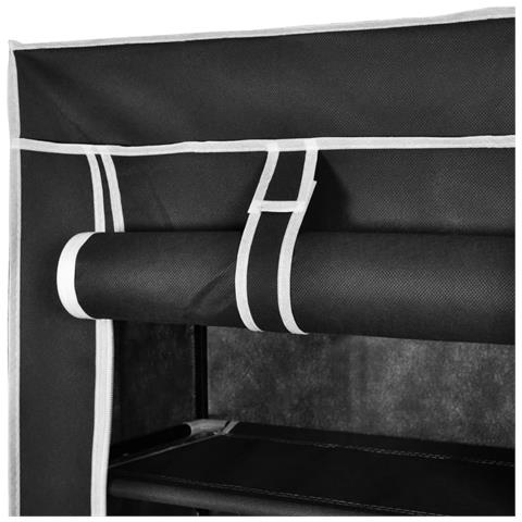 Scarpiera Portascarpe In Tessuto Richiudibile 162 X 57 29 Cm Nero - Foto 2