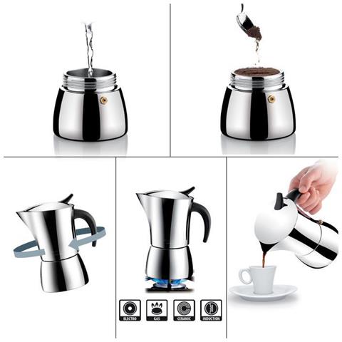 Caffettiera Linea MonteCarlo 6 Tazze in Acciaio Inox - Foto 2