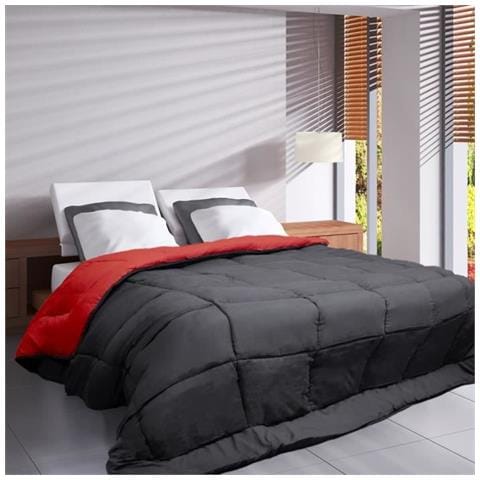 Piumino Hudson In Microfibra Leggera 200 G / M² 240x260 Cm Grigio E Rosso - Foto 1
