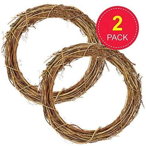 Naturale Rattan Corone Perfetto Per Esposizioni Stagionali Decorare Con Pigne Bacche Rami Di Pino E Di Pi Eco Friendly Materiale (confezione Da 2)  - Foto 2