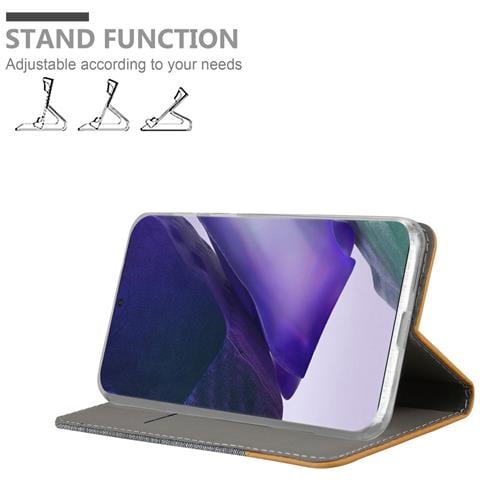 Custodia Compatibile Con Samsung Galaxy Note 20 Ultra In Grigio Chiaro Marrone - Coperchio Protettiva Con Chiusura Magnetica, Funzione Stand E Tasca Per Le Carte - Foto 2