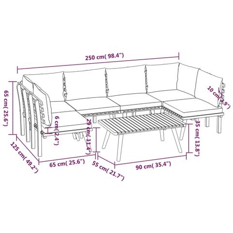 Set Divani Da Giardino 7 Pz Con Cuscini In Massello Di Acacia - Foto 2
