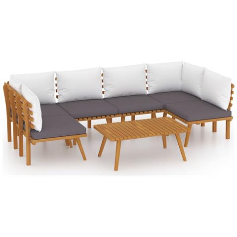 Set Divani Da Giardino 7 Pz Con Cuscini In Massello Di Acacia - Foto 1