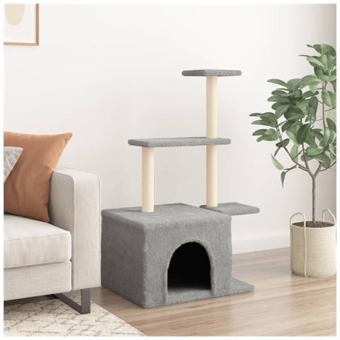 Albero Per Gatti Con Tiragraffi In Sisal Grigio Chiaro 110 Cm - Foto 2