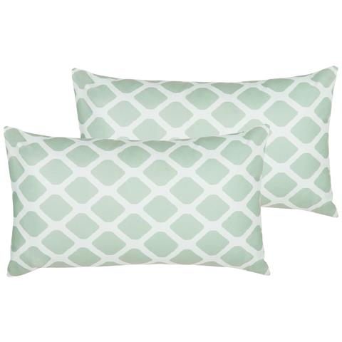 Set Di 2 Cuscini Tessuto Verde Menta E Bianco 40 X 70 Cm Kalamos - Foto 2
