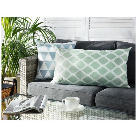 Set Di 2 Cuscini Tessuto Verde Menta E Bianco 40 X 70 Cm Kalamos - Foto 1