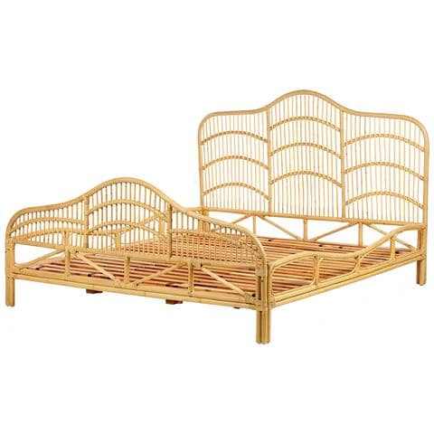 Letto Matrimoniale Rattan Color Legno Chiaro 180 X 200 Cm Domeyrot - Foto 2
