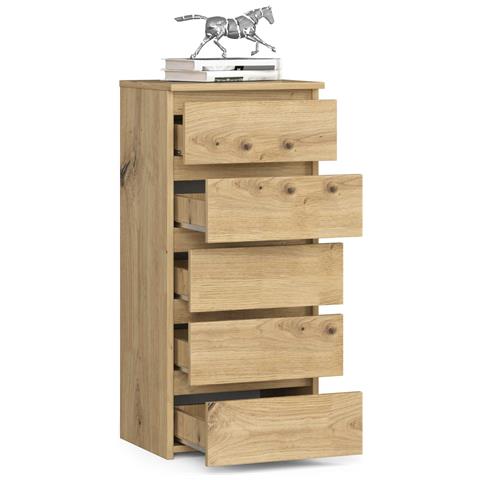 Cassettiera CL5, 5 cassetti, 40x35x92 cm, Colore Quercia Artisan - Foto 2