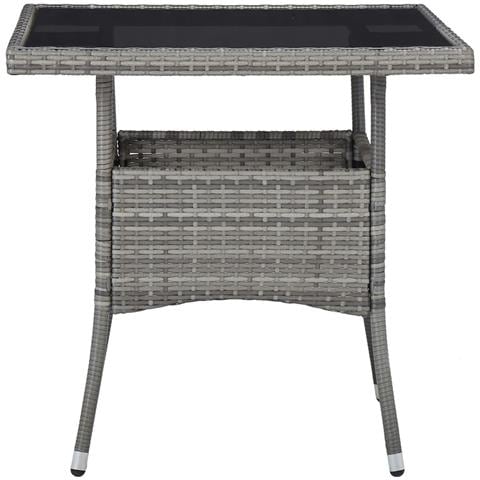 Set Pranzo Da Giardino 5 Pz Polyrattan E Vetro Temperato Grigio - Foto 2