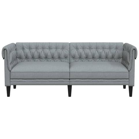 Divano Chesterfield A 3 Posti Grigio Chiaro In Tessuto - Foto 2