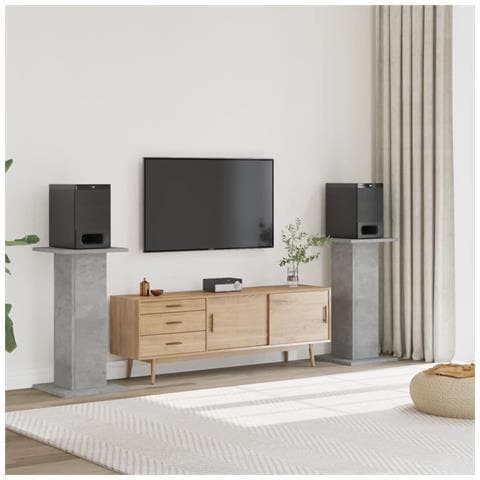Supporti Altoparlanti 2 Pz Grigio 30x30x80 Cm Legno Multistrato - Foto 1