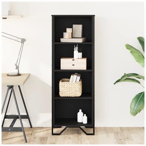 Libreria Nera 50x31x137,5 Cm In Truciolato - Foto 3
