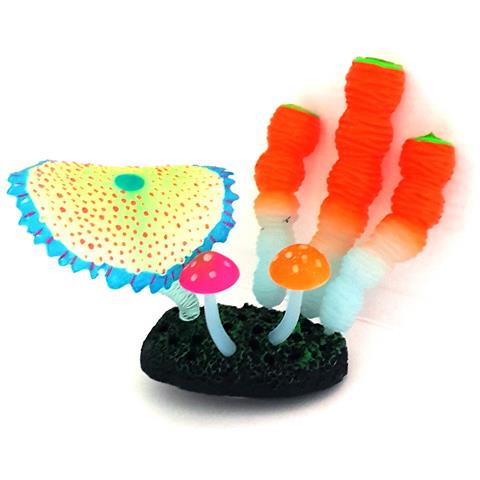 Decorazione Pianta Funghi Acquario Foglie Di Loto Fungo Fluorescente Pesci - Foto 1