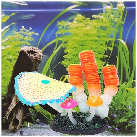 Decorazione Pianta Funghi Acquario Foglie Di Loto Fungo Fluorescente Pesci - Foto 3