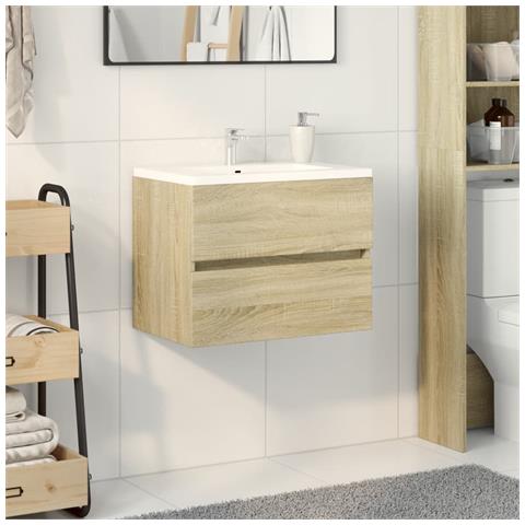 Mobile Lavabo Rovere Sonoma 60x38,5x45 Cm In Legno Multistrato - Foto 1
