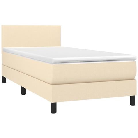 Letto a Molle con Materasso e LED Crema 80x200 cm in Tessuto - Foto 8