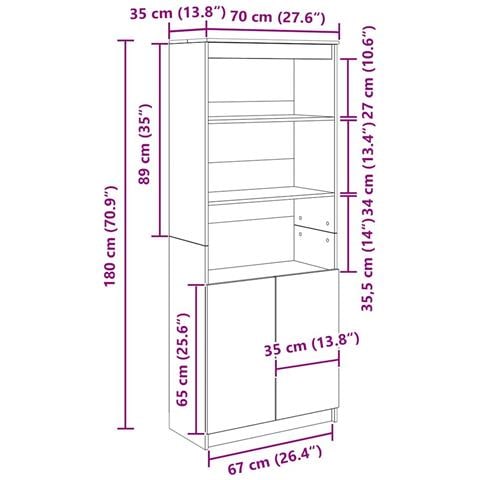 Credenza Bianca 70x35x180 cm in Legno Multistrato - Foto 9