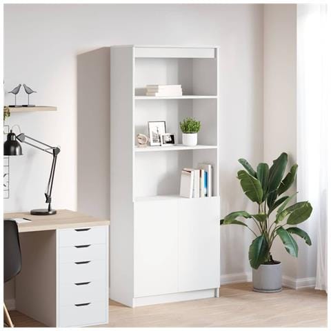 Credenza Bianca 70x35x180 cm in Legno Multistrato - Foto 1