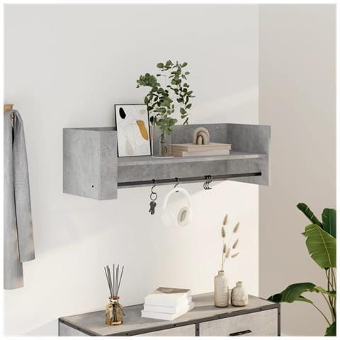 Scaffale A Muro Grigio Cemento 100x35x30,5 Cm Legno Multistrato - Foto 1