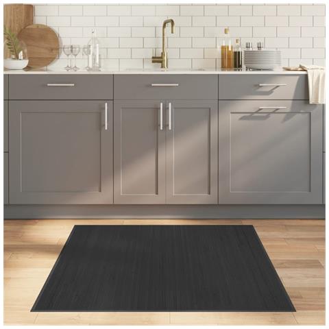 Tappeto Quadrato Grigio 100x100 Cm In Bambù - Foto 1