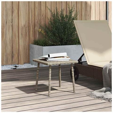 Tavolino Da Giardino Rettangolare Grigio Chiaro 40x40x37 Cm - Foto 3