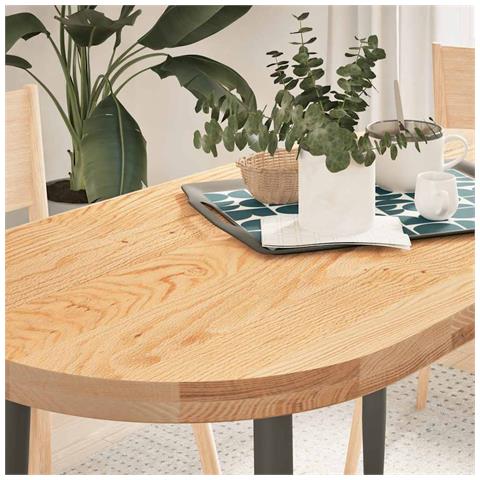 Piano Per Tavolo 120x60x4 Cm In Rovere Massello Ovale - Foto 1