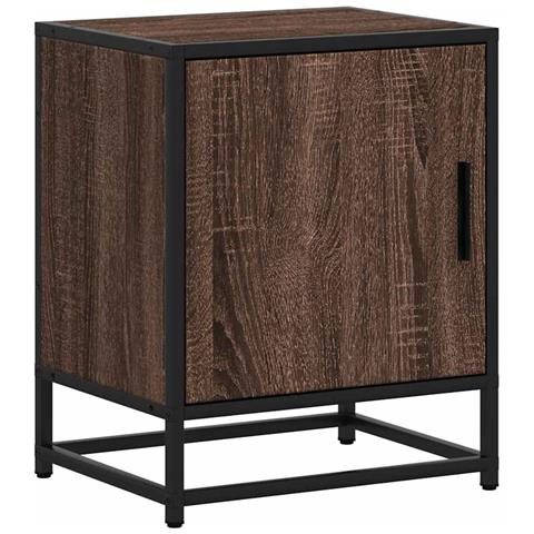 Comodino Rovere Marrone 40x31x50 Cm Legno Multistrato E Metallo - Foto 2