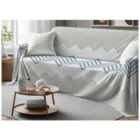 Telo Arredo Granfoulard Copritutto Salvadivano 100% Cotone Dis. Zig Zag Singolo Verde - Foto 1