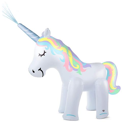 Unicorno Gonfiabile Gigante Con Spruzzatore D'acqua Sul Corno. 220x120 Cm. 120x70x220 Cm. Colore Bianco - Foto 1