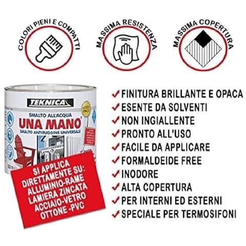 Teknica Unamano Smalto All'acqua Blu Lucido 500ml - Foto 4