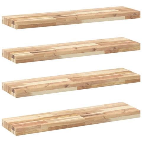 Mensole Da Parete 4 Pz 100x20x4 Cm Legno Acacia Non Trattato - Foto 1