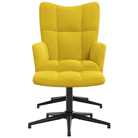 Poltrona Relax Con Poggiapiedi Giallo Senape In Velluto - Foto 2