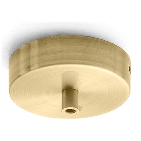 Rosone Tondo In Metallo Alice Ottone Ip20 Per Lampade A Sospensione - Base Da Soffitto Moderna, Attacco Centrale, Facile Installazione - Foto 1