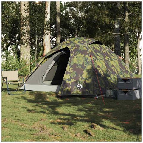 Tenda da Campeggio a Cupola 4 Persone Mimetica Impermeabile - Foto 2