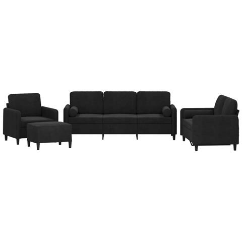 Set di Divani 4 pz con Cuscini Nero in Velluto - Foto 1