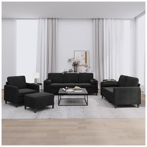 Set di Divani 4 pz con Cuscini Nero in Velluto - Foto 2