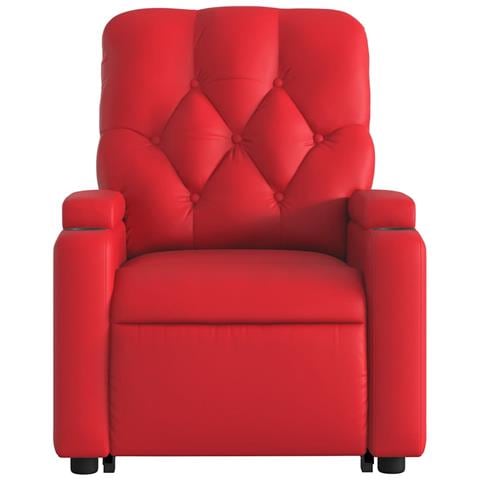 Poltrona Alzapersona Reclinabile Elettrica Rossa in Similpelle - Foto 9