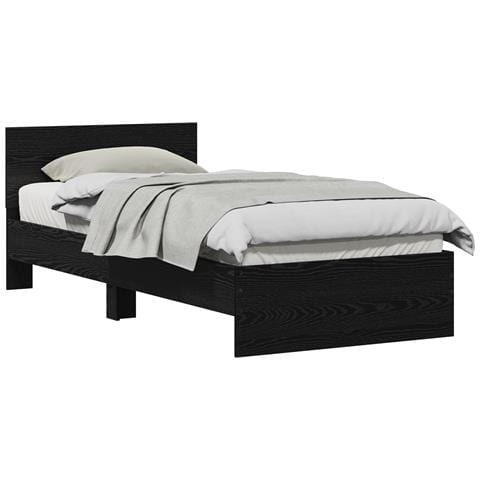 Letto senza Materasso con Testiera Nero Rovere 75x190 cm - Foto 1