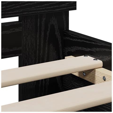 Letto senza Materasso con Testiera Nero Rovere 75x190 cm - Foto 9