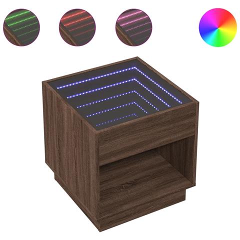 Tavolino da Salotto con LED Infinity Rovere Marrone 50x50x50 cm - Foto 1
